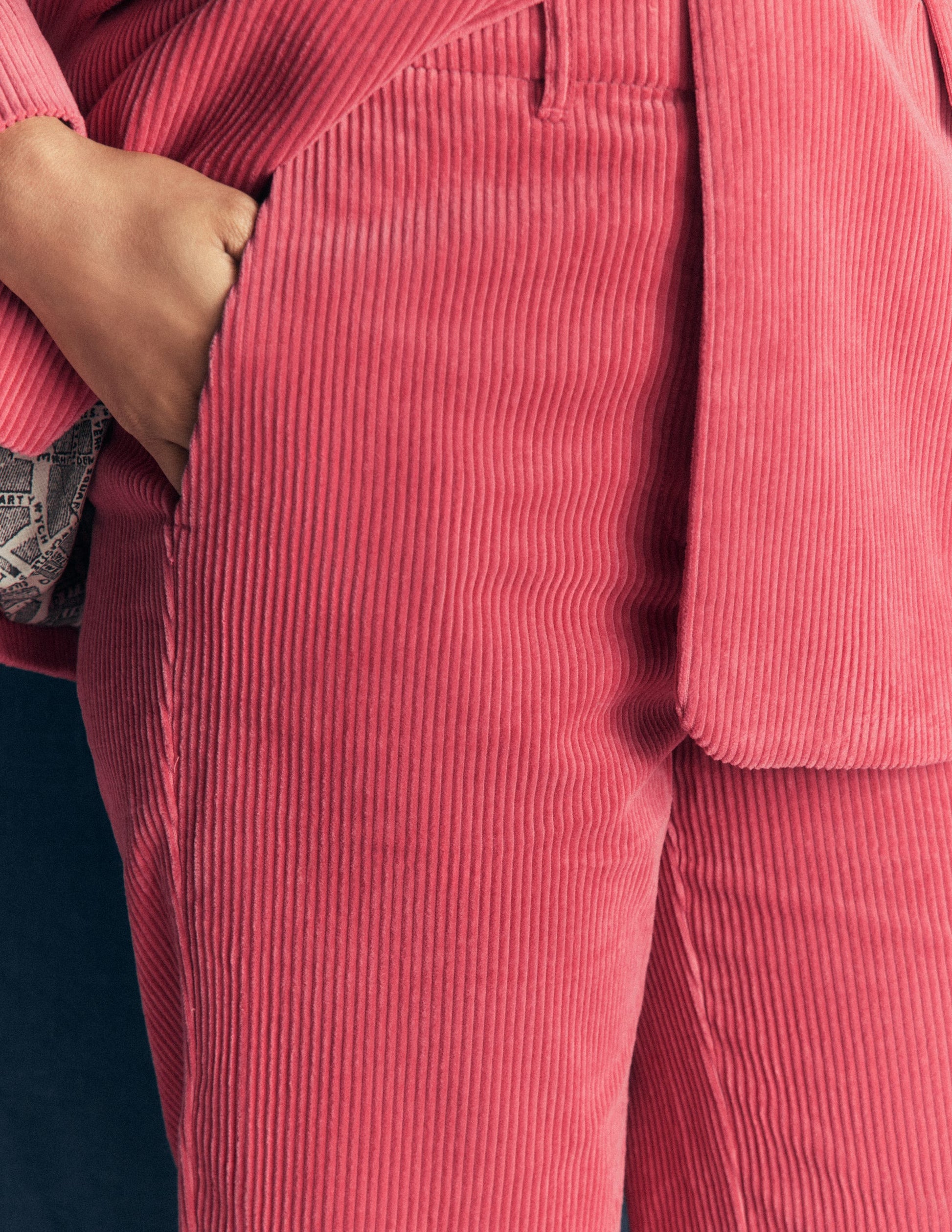 Fitzrovia Cord Column Trousers-Cherry Blush-2