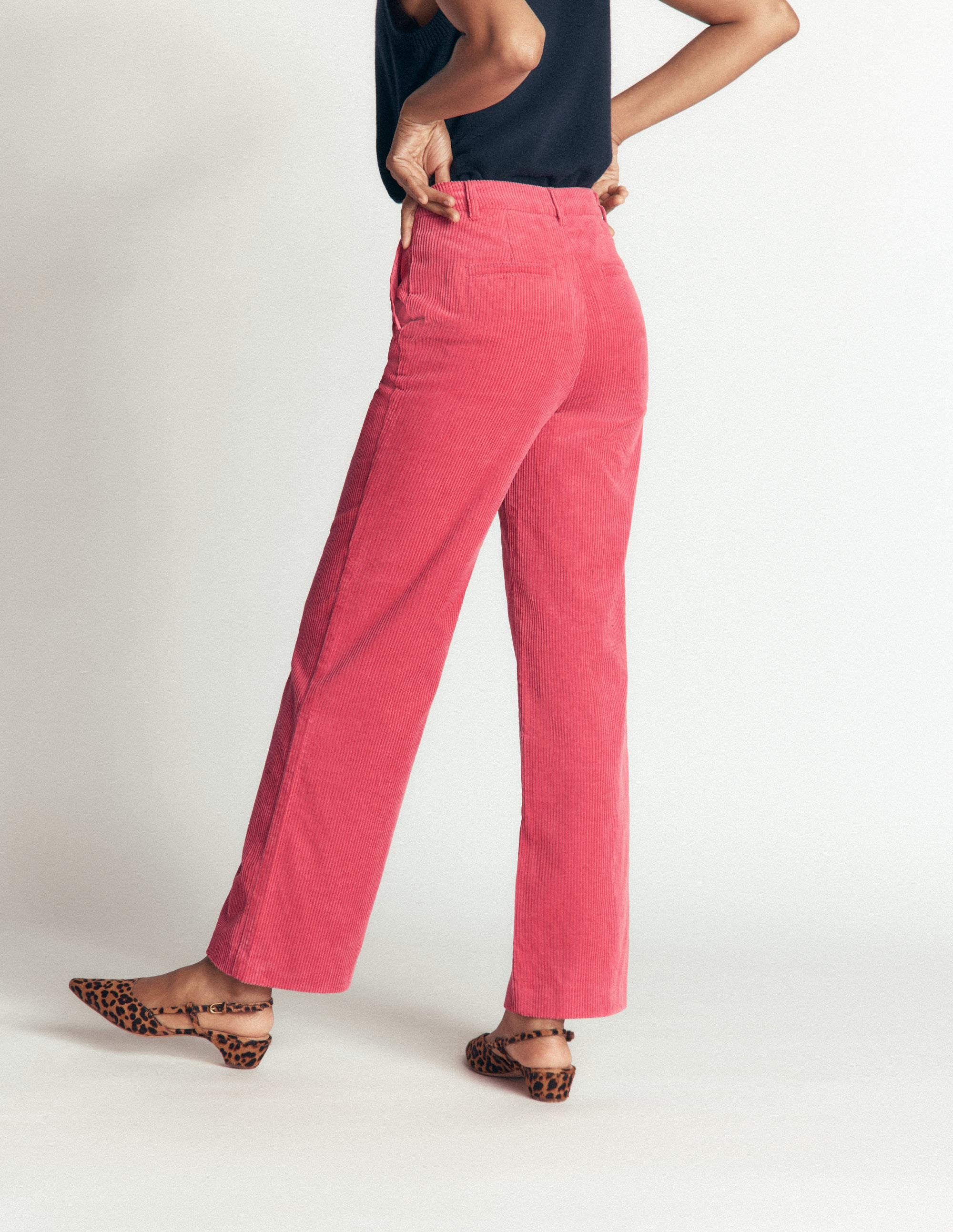 Fitzrovia Cord Column Trousers-Cherry Blush - Image 3