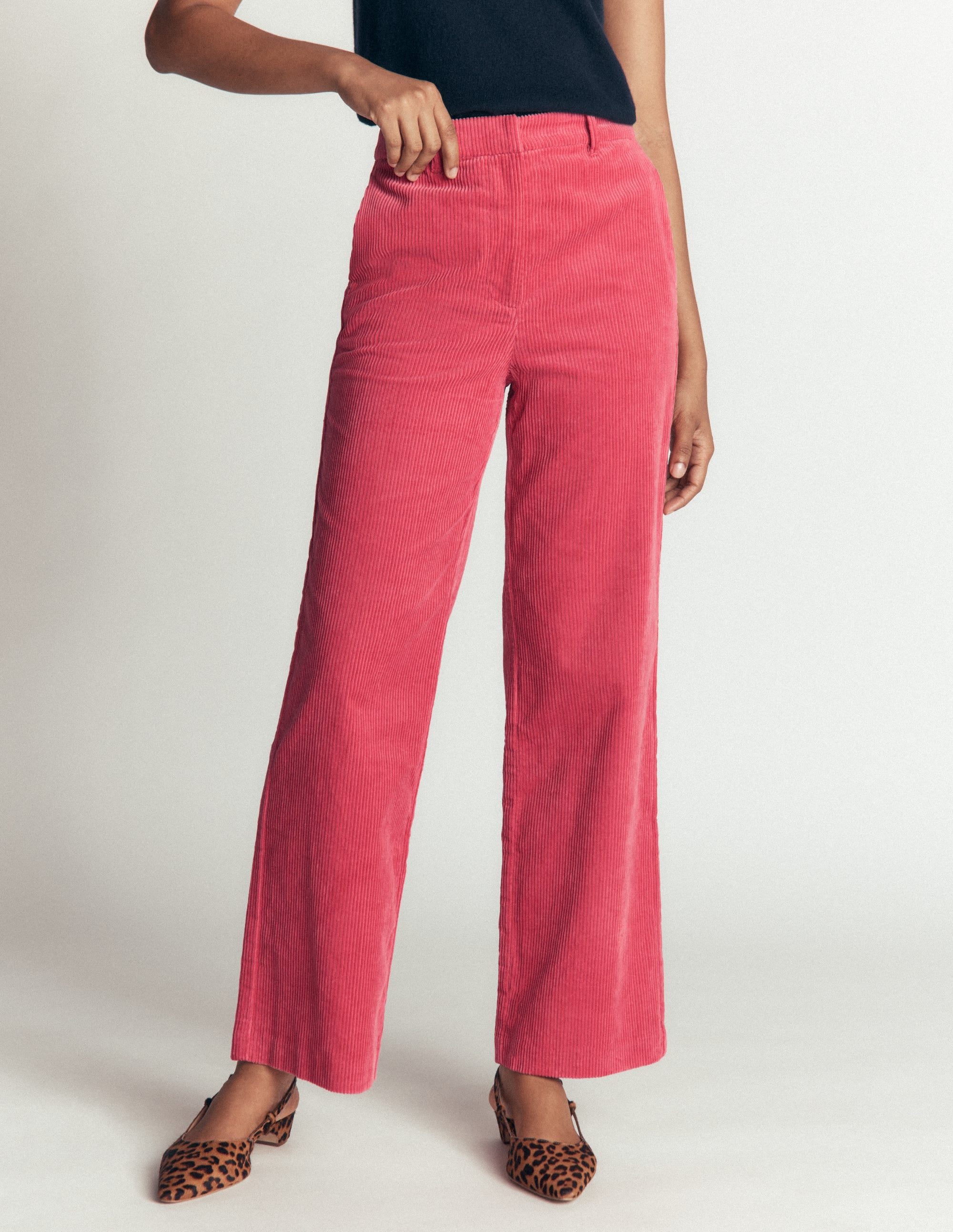 Fitzrovia Cord Column Trousers-Cherry Blush - Image 4