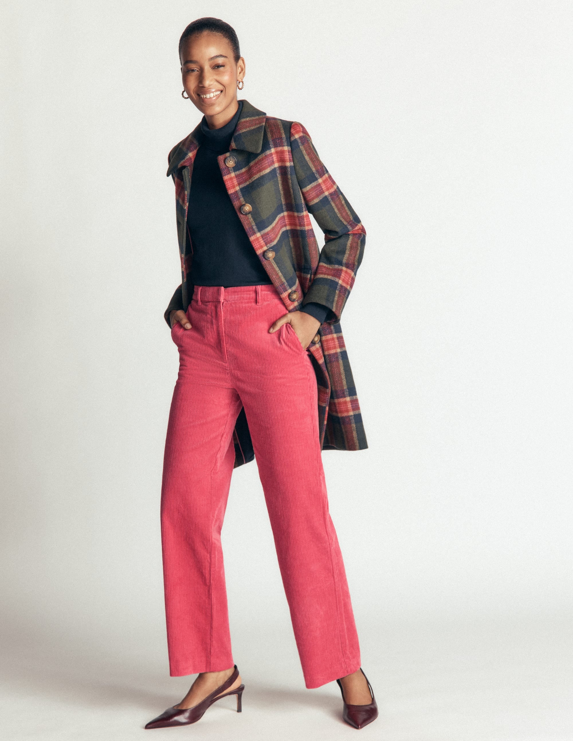 Fitzrovia Cord Column Trousers-Cherry Blush - Image 6