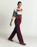 Fitzrovia Cord Column Trousers-Dark Cherry