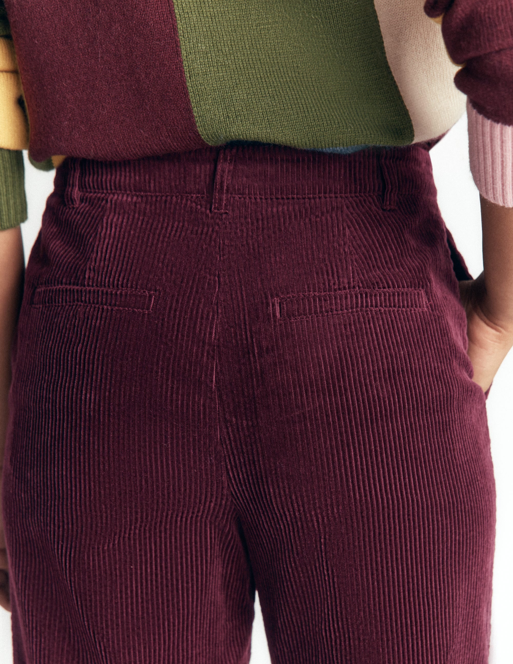 Fitzrovia Cord Column Trousers-Dark Cherry - Image 2