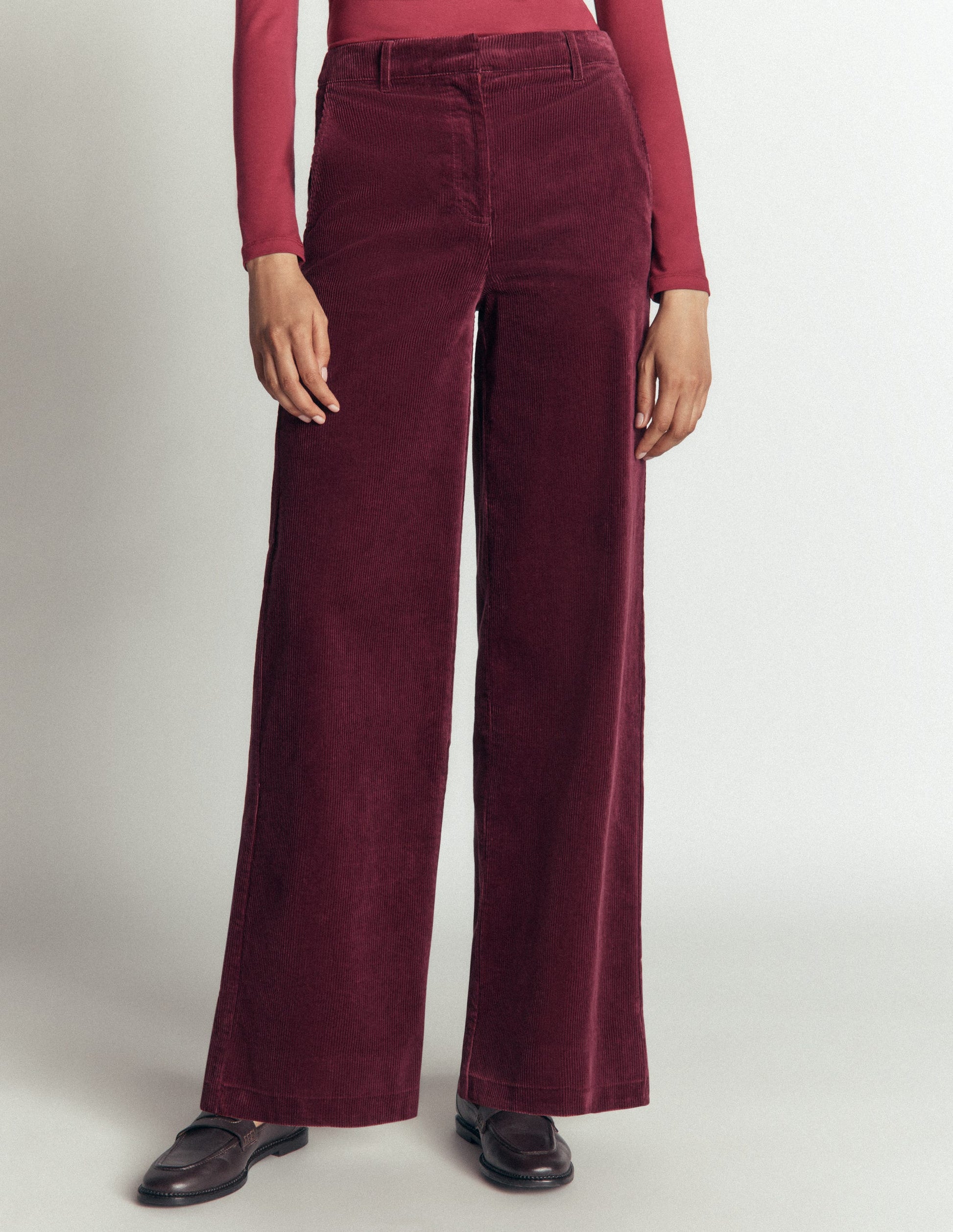 Belgravia Cord Trousers-Dark Crimson-4