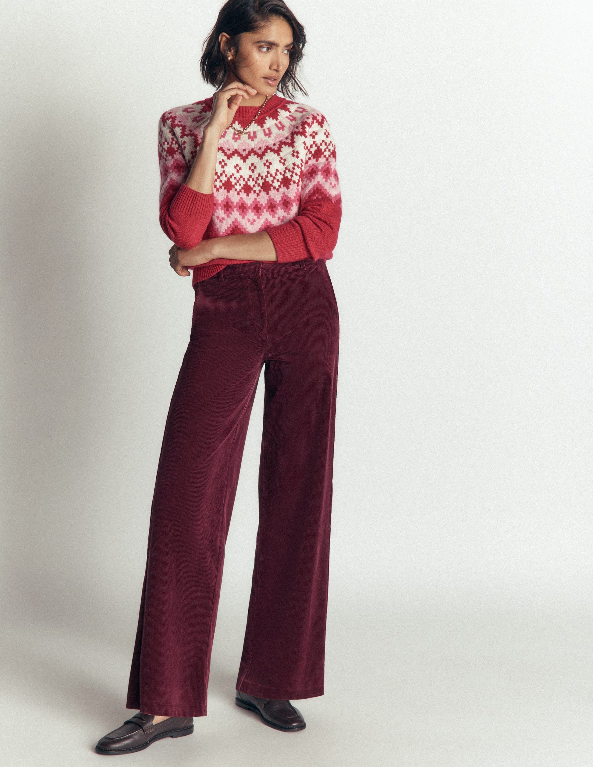 Belgravia Cord Trousers-Dark Crimson-7