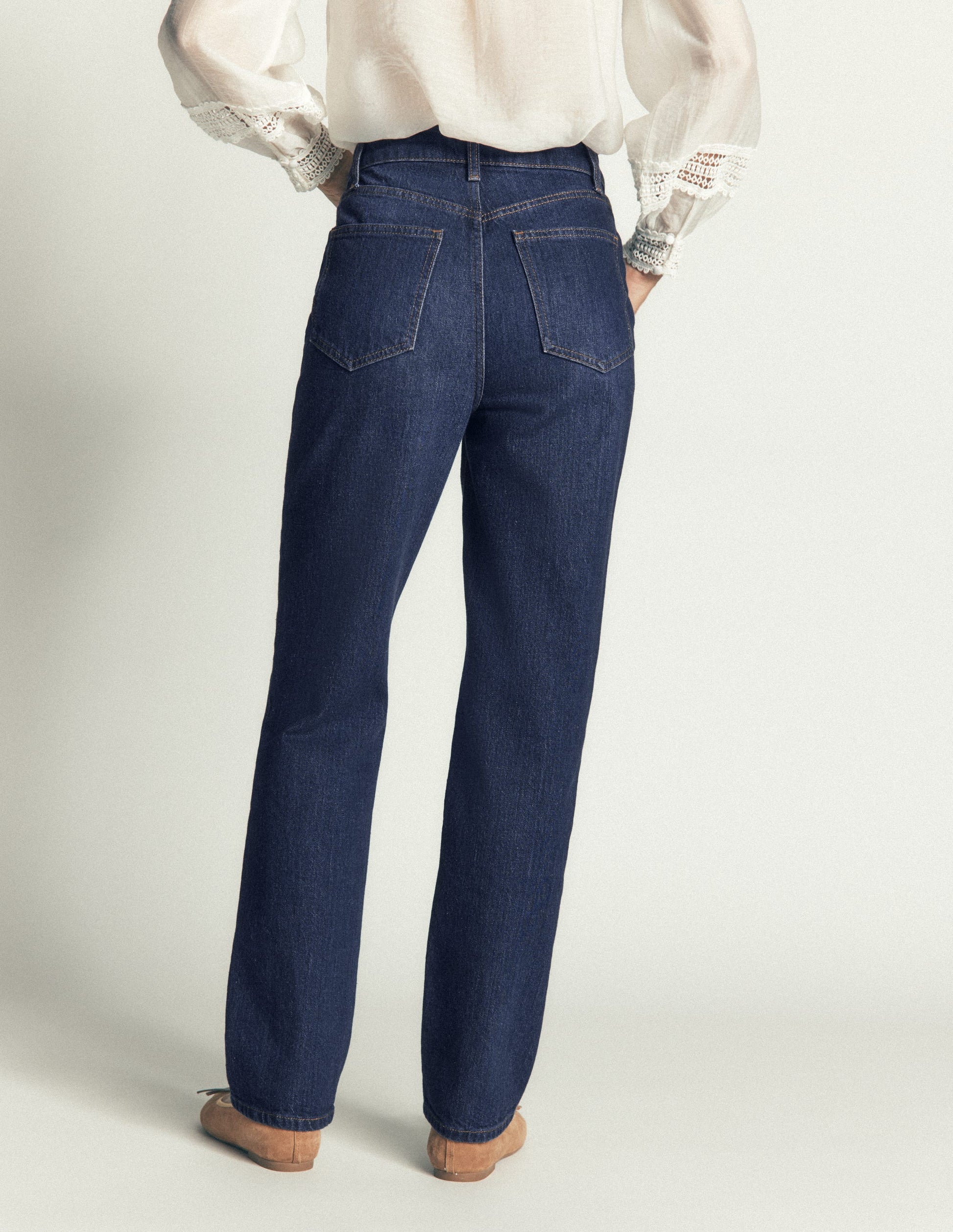Tapered Leg Jeans-Indigo-3