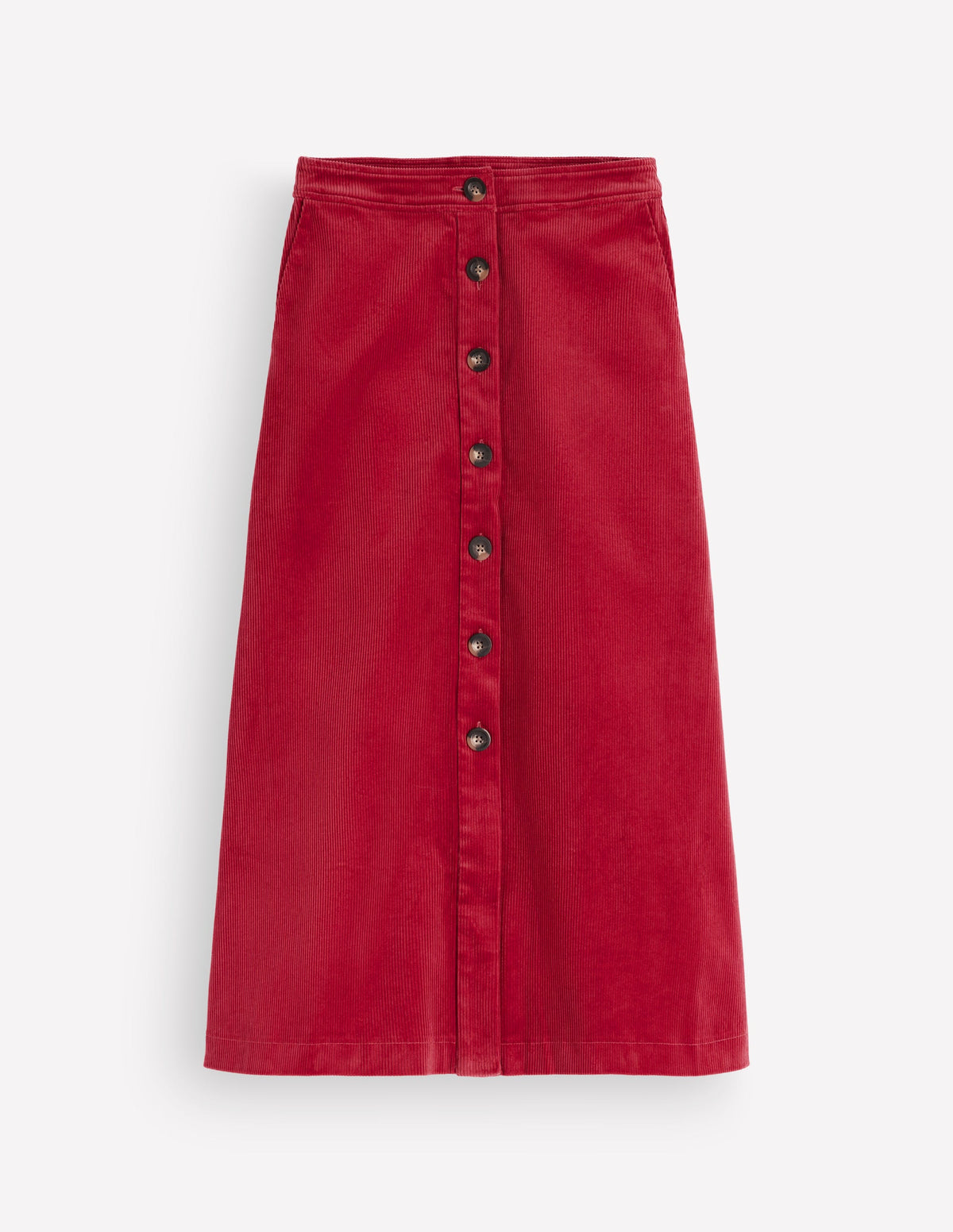 Val Button Cord Midi Skirt-Red Earth-6