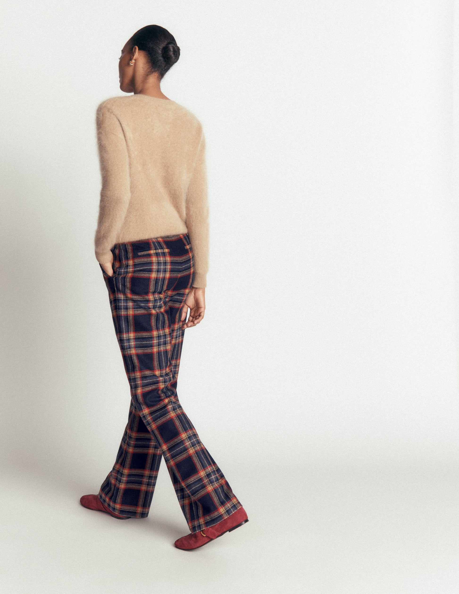 Fitzrovia Wool Blend Trousers-Navy and Camel Check-5