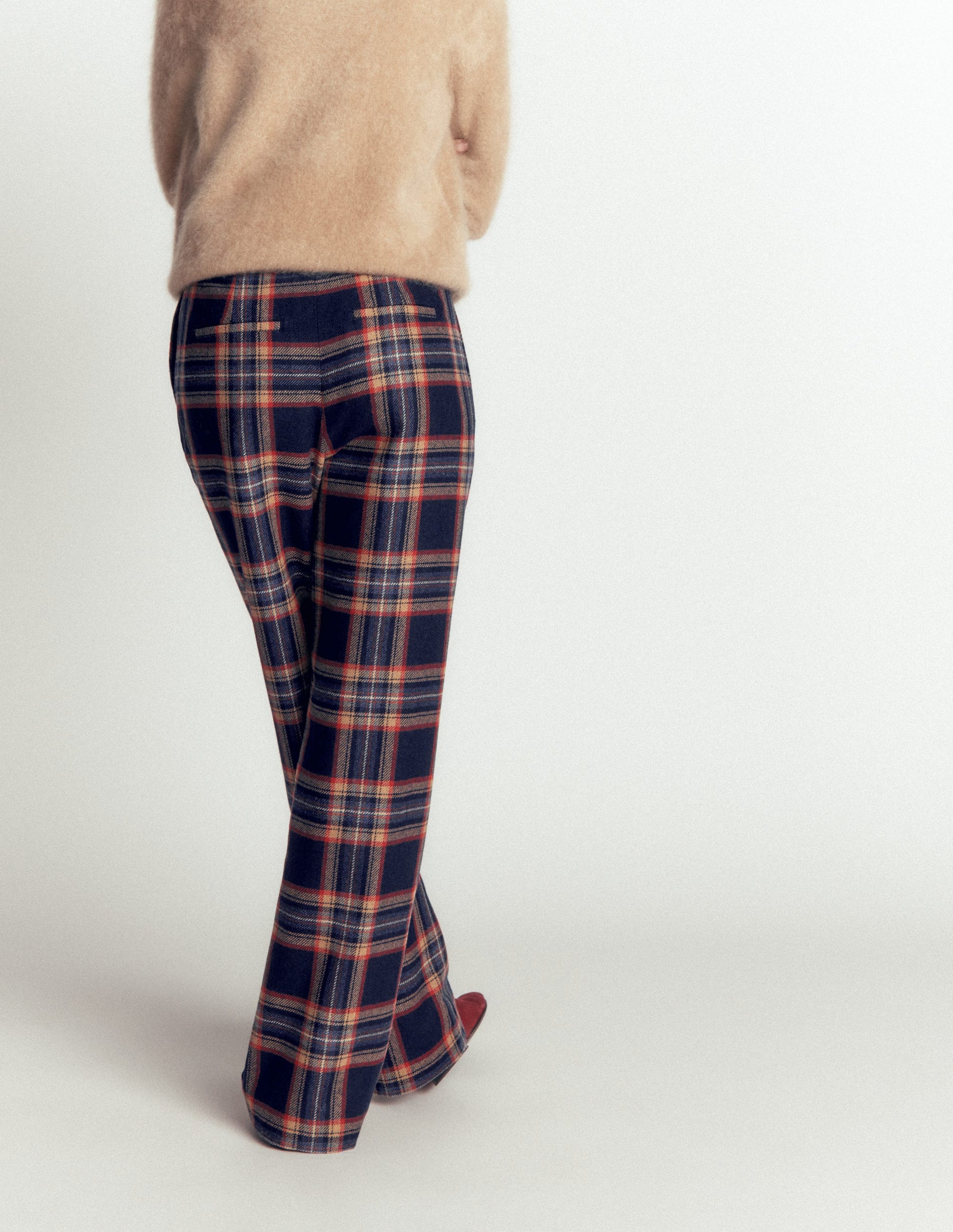 Fitzrovia Wool Blend Trousers-Navy and Camel Check-7