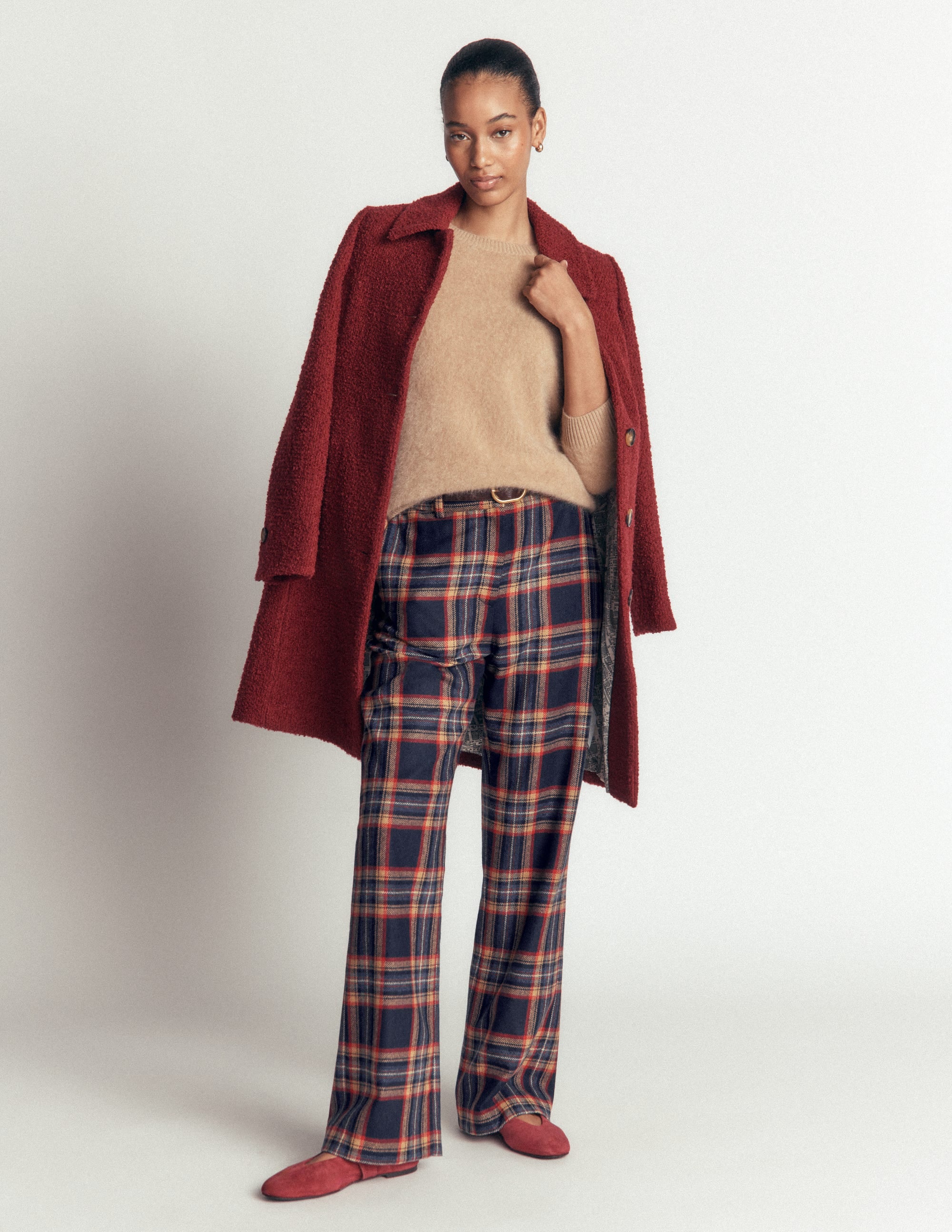 Fitzrovia Wool Blend Trousers-Navy and Camel Check - Image 7