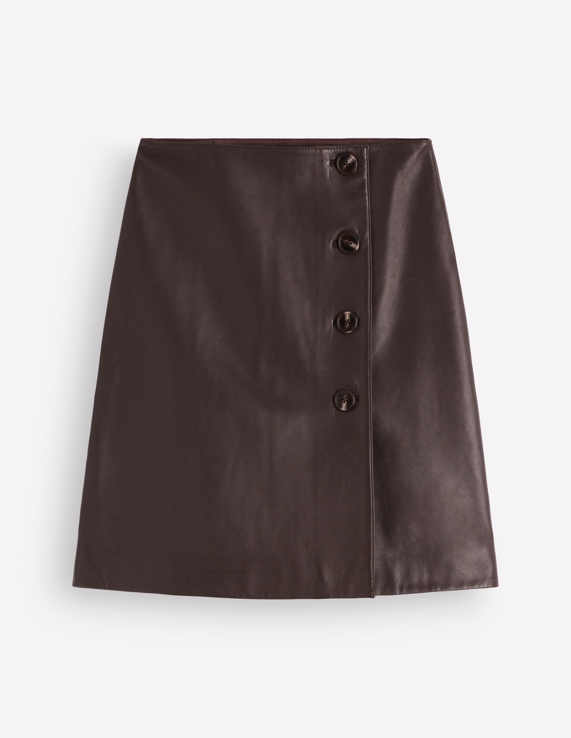 Evelyn Leather Wrap Skirt-Chocolate - Image 5