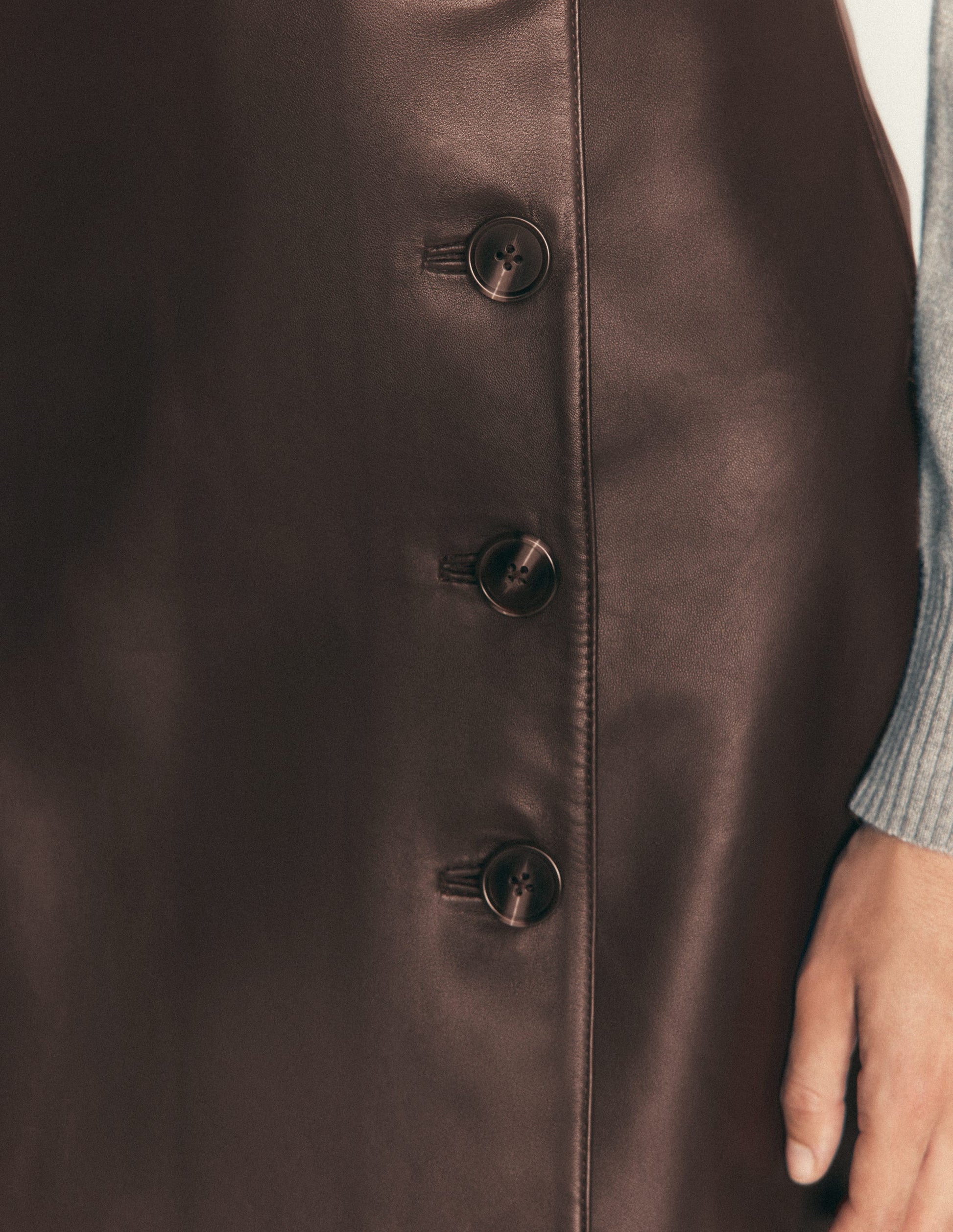 Evelyn Leather Wrap Skirt-Chocolate-2