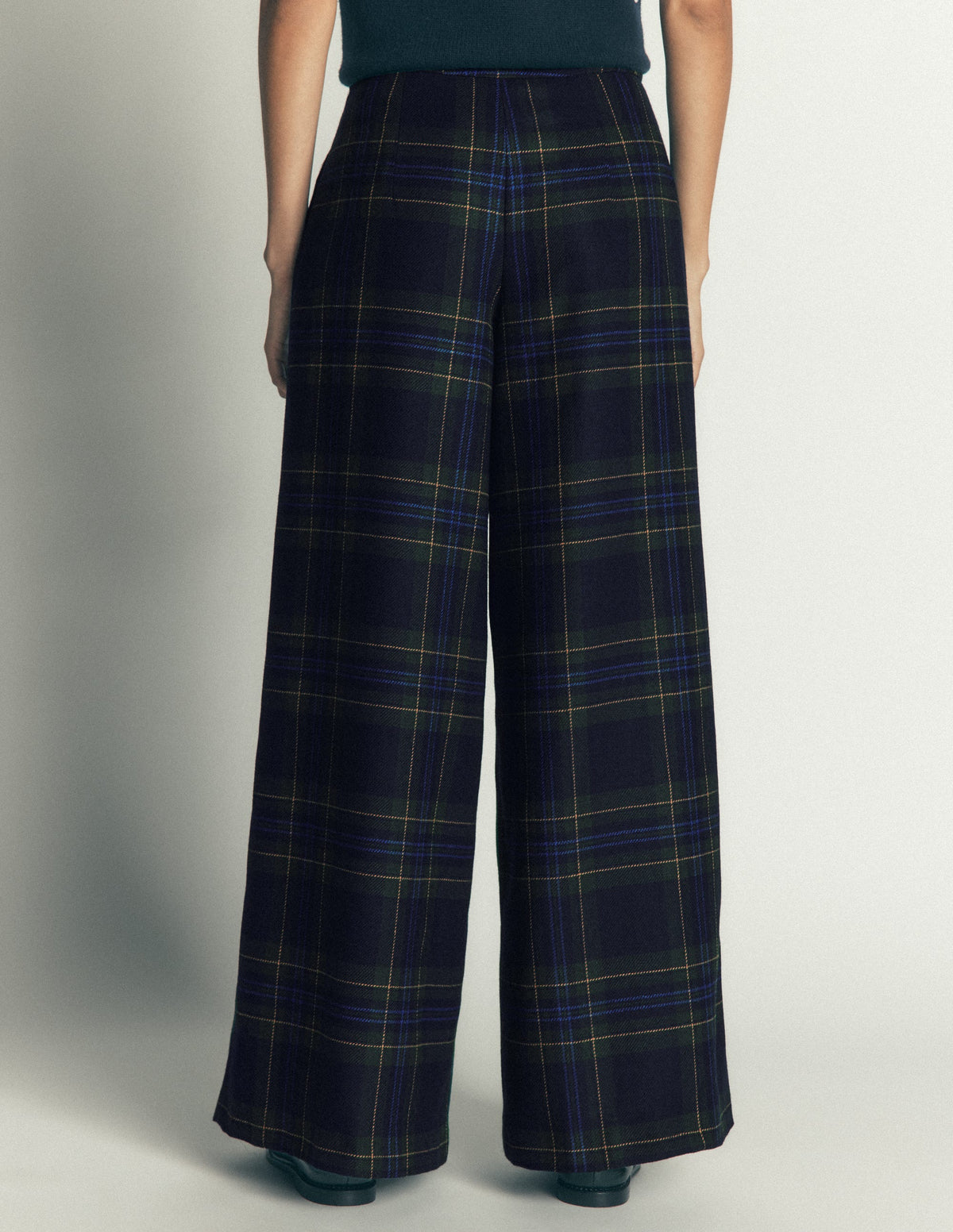 Wool Blend Pleated Culottes-Blackwatch - Image 4