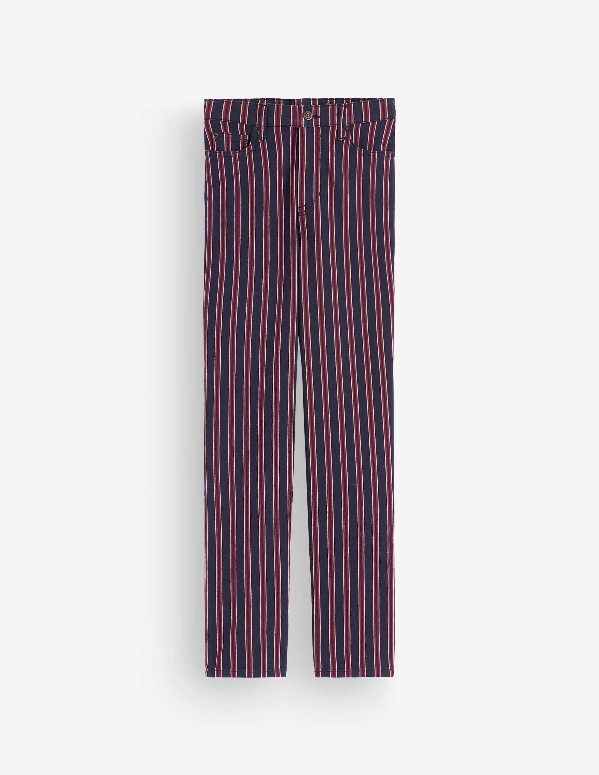 High Rise Straight Jeans-Navy Red Stripe - Image 6