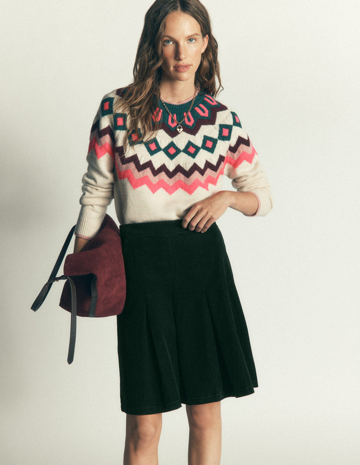 Flippy Cord Skirt-Midnight Emerald