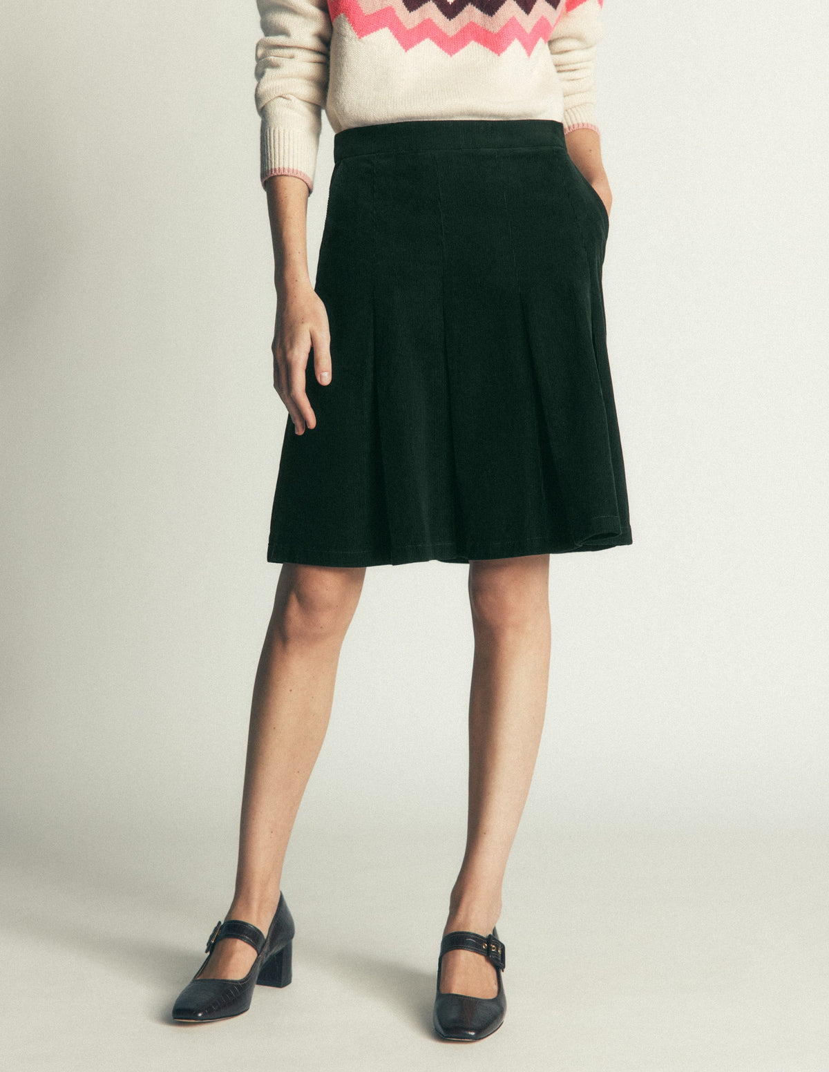 Flippy Cord Skirt-Midnight Emerald - Image 4