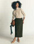 Column Wrap Skirt-Olive Herringbone