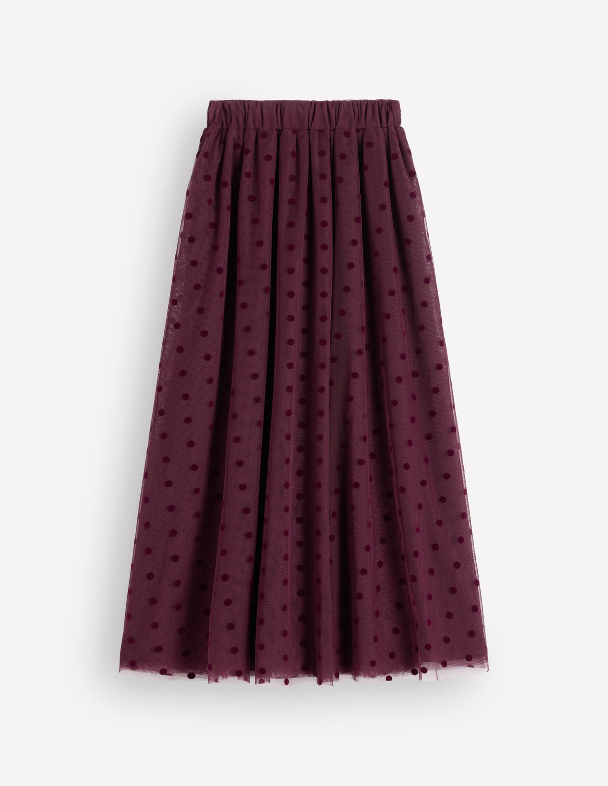 Full Tulle Party Skirt-Dark Cherry Flocked Spot-5
