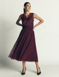 Full Tulle Party Skirt-Dark Cherry Flocked Spot