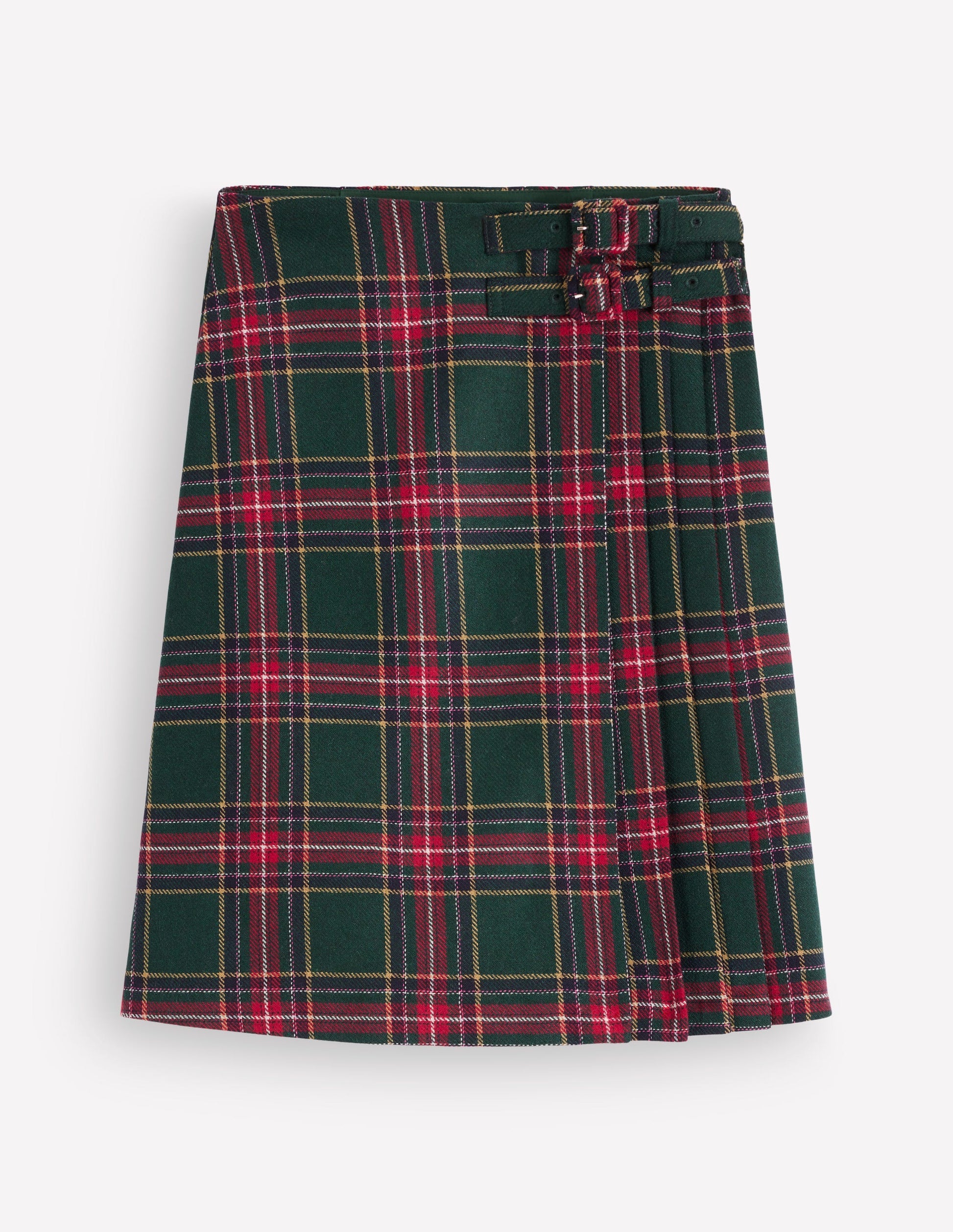 Vera Double Buckle Kilt-Green, Navy And Red Check-7