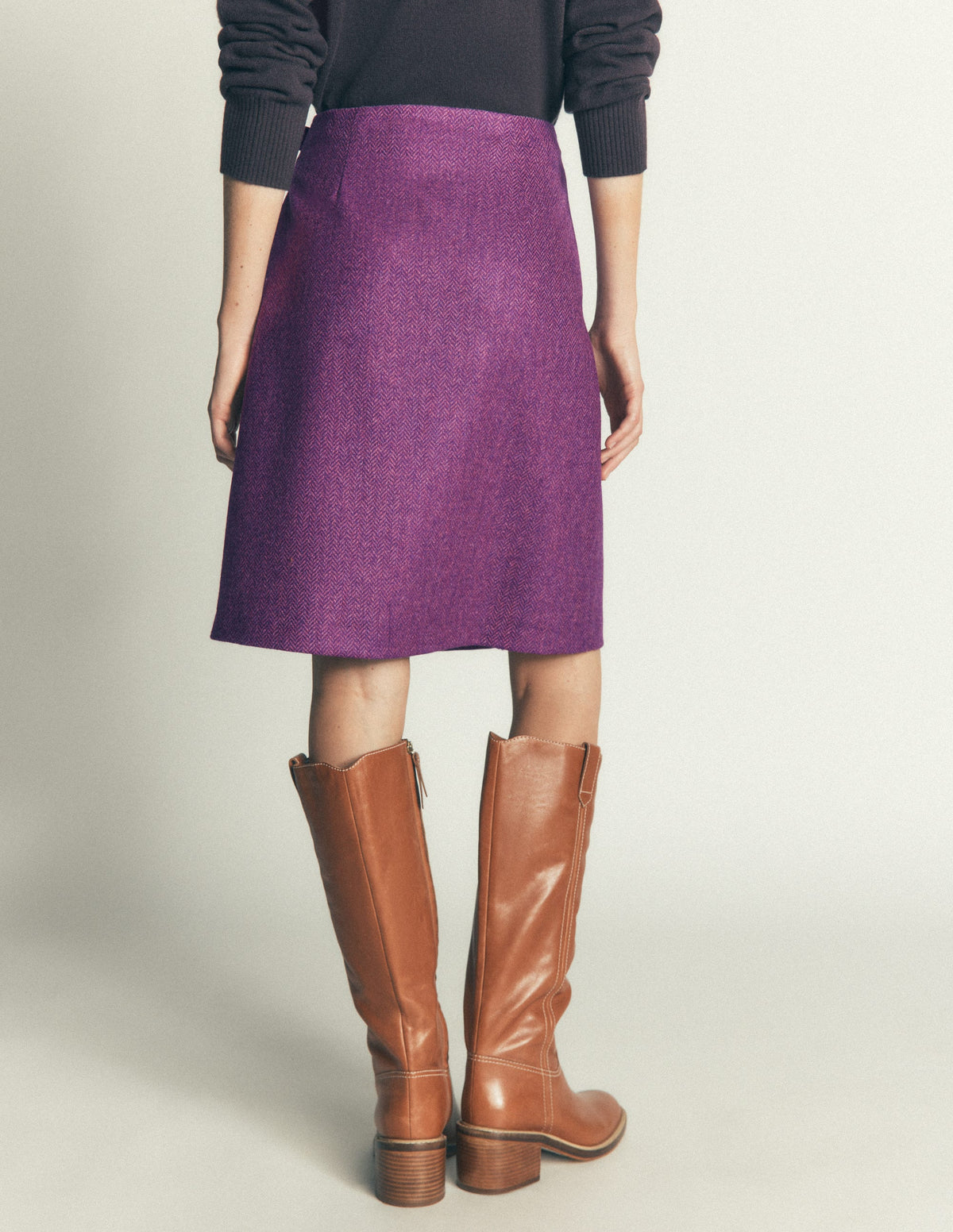 Vera Double Buckle Kilt-Purple Herringbone-3