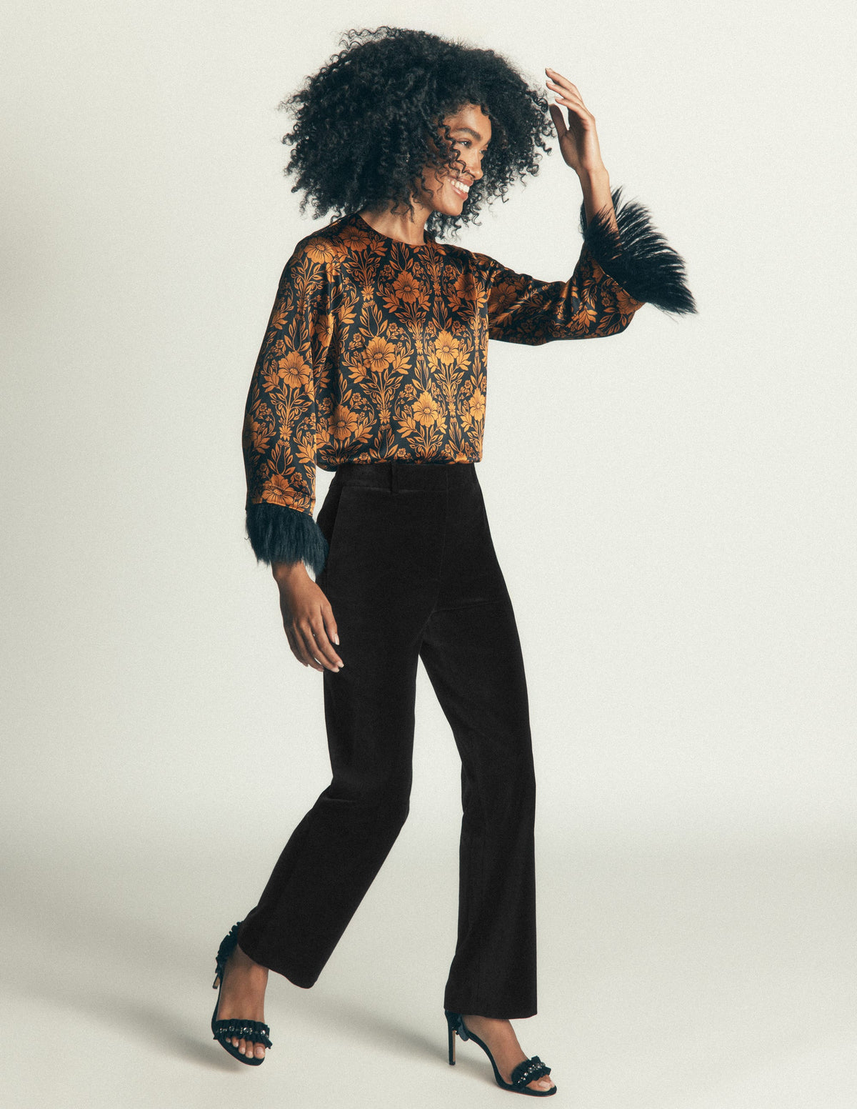 Canonbury Velvet Trousers-Black - Image 1