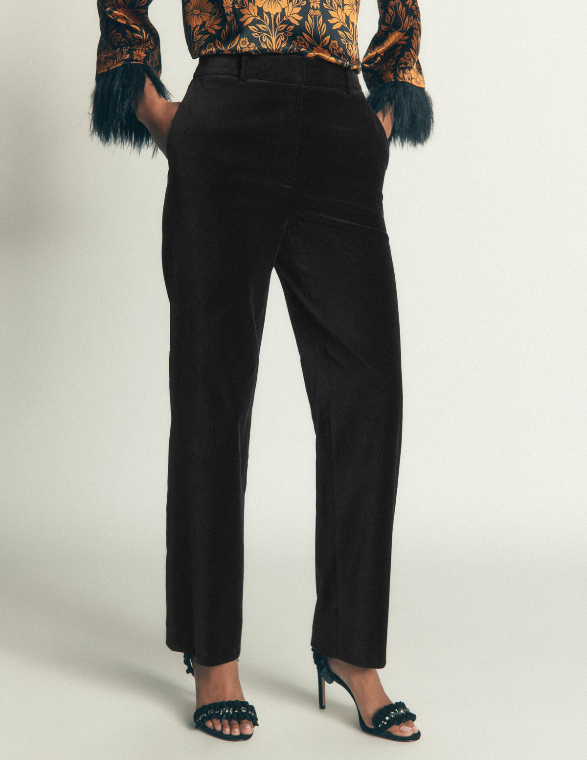 Canonbury Velvet Trousers-Black-4