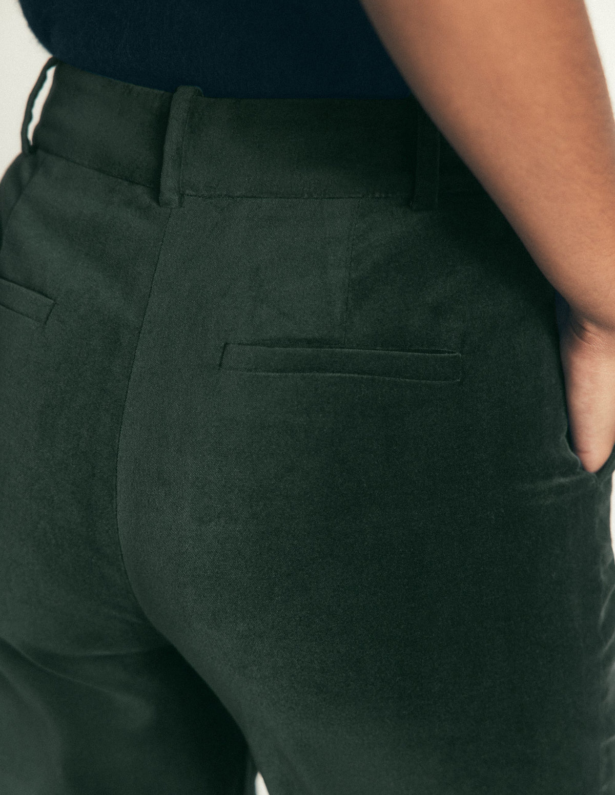 Canonbury Velvet Trousers-Midnight Emerald - Image 5