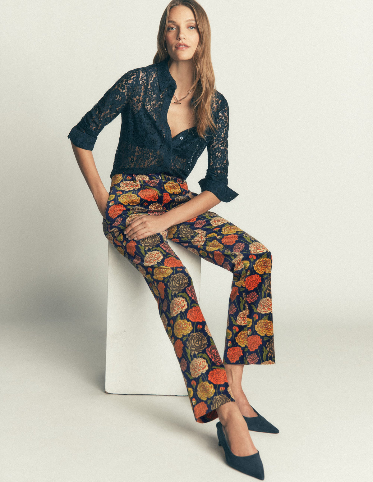 Canonbury Velvet Trousers-Floral Print - Image 2