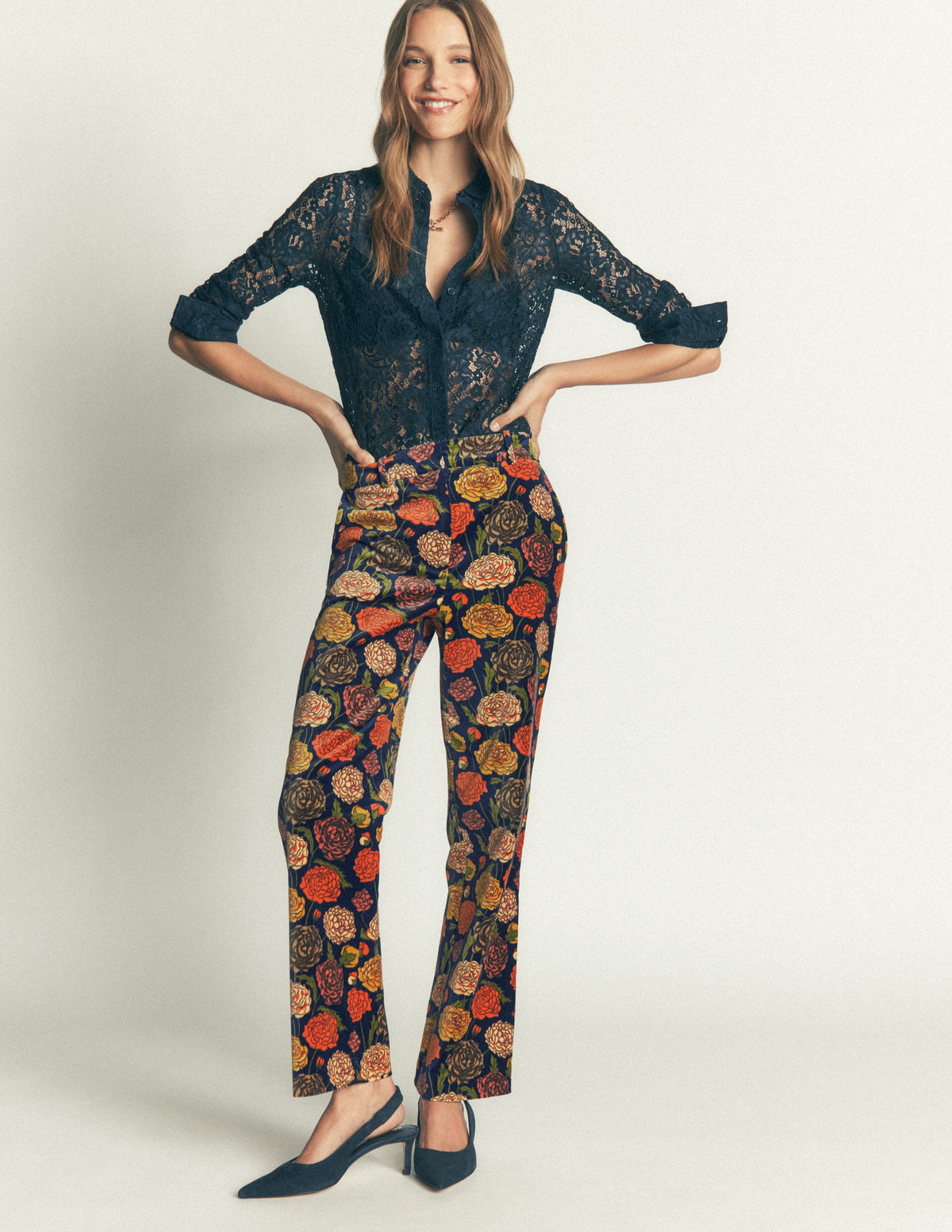 Canonbury Velvet Trousers-Floral Print - Image 5