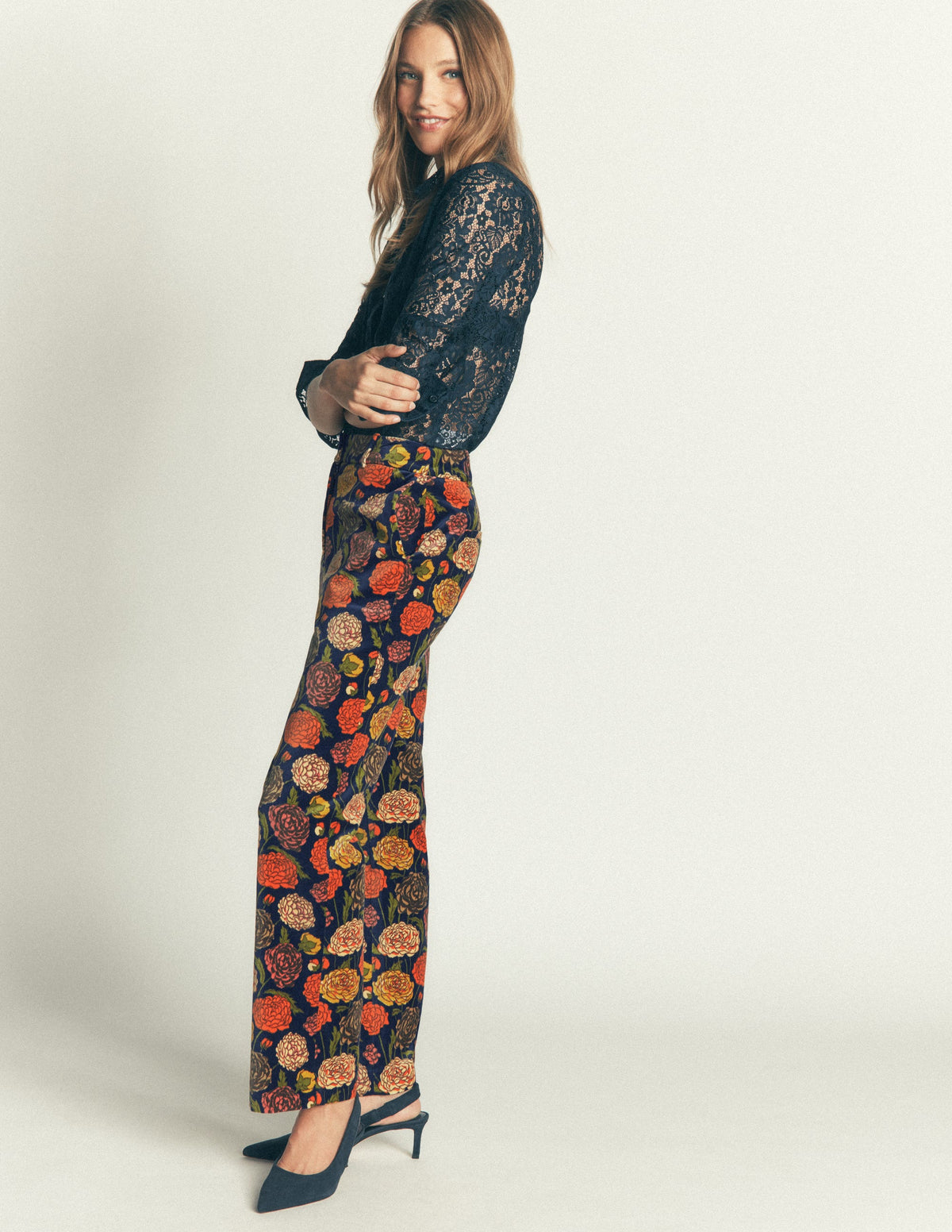 Canonbury Velvet Trousers-Floral Print-6