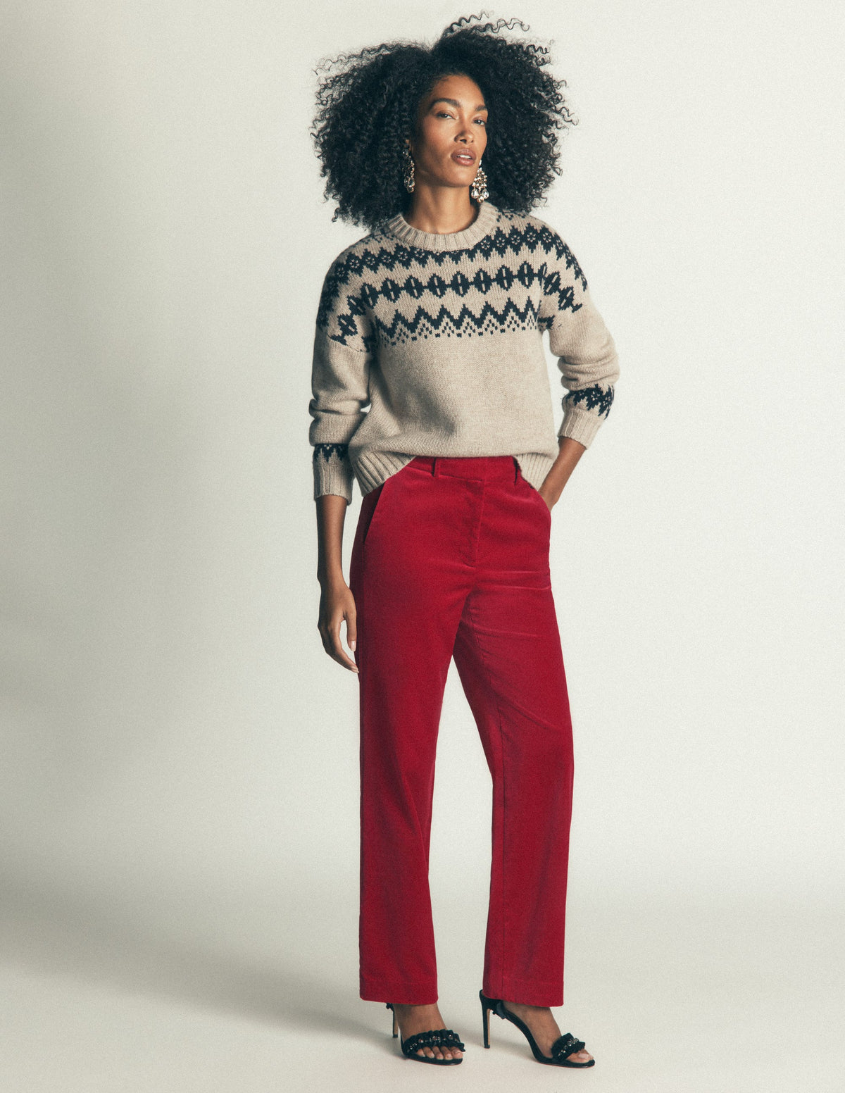 Canonbury Velvet Trousers-Savvy Red-2