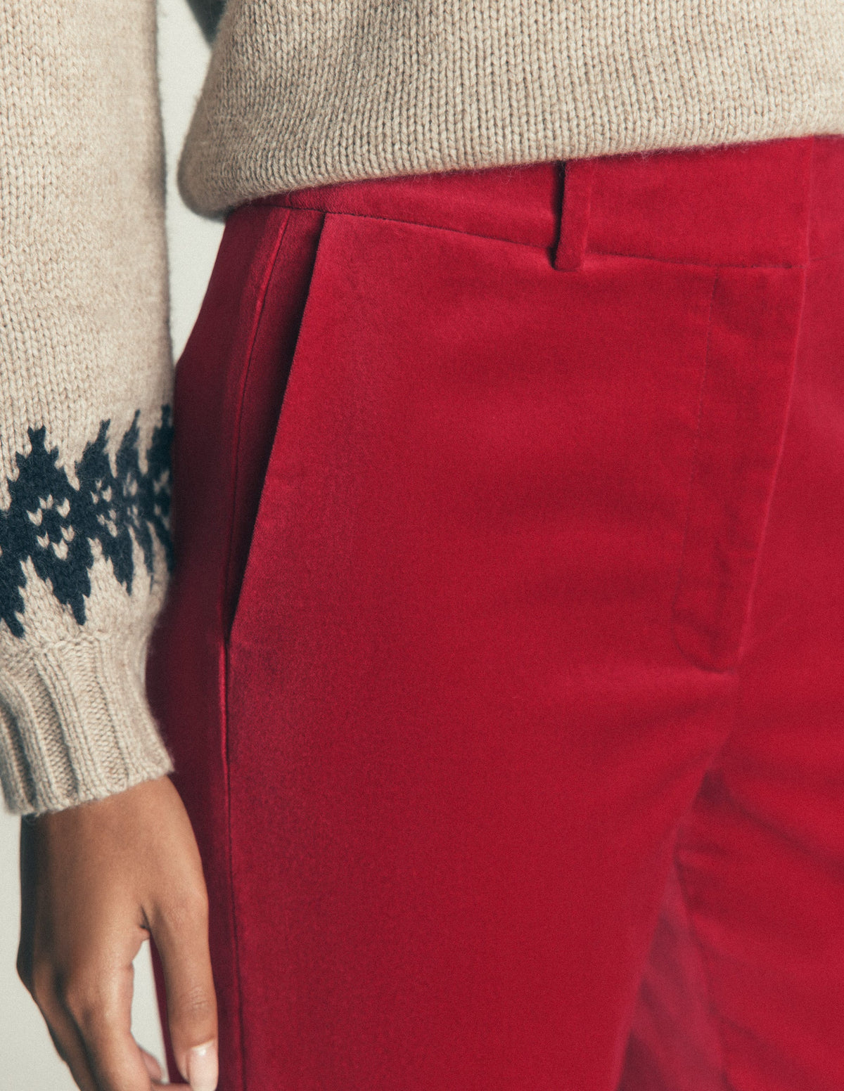 Canonbury Velvet Trousers-Savvy Red - Image 3