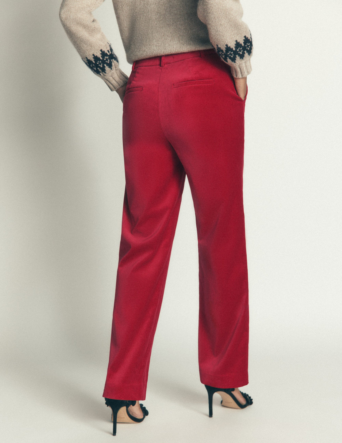 Canonbury Velvet Trousers-Savvy Red-4