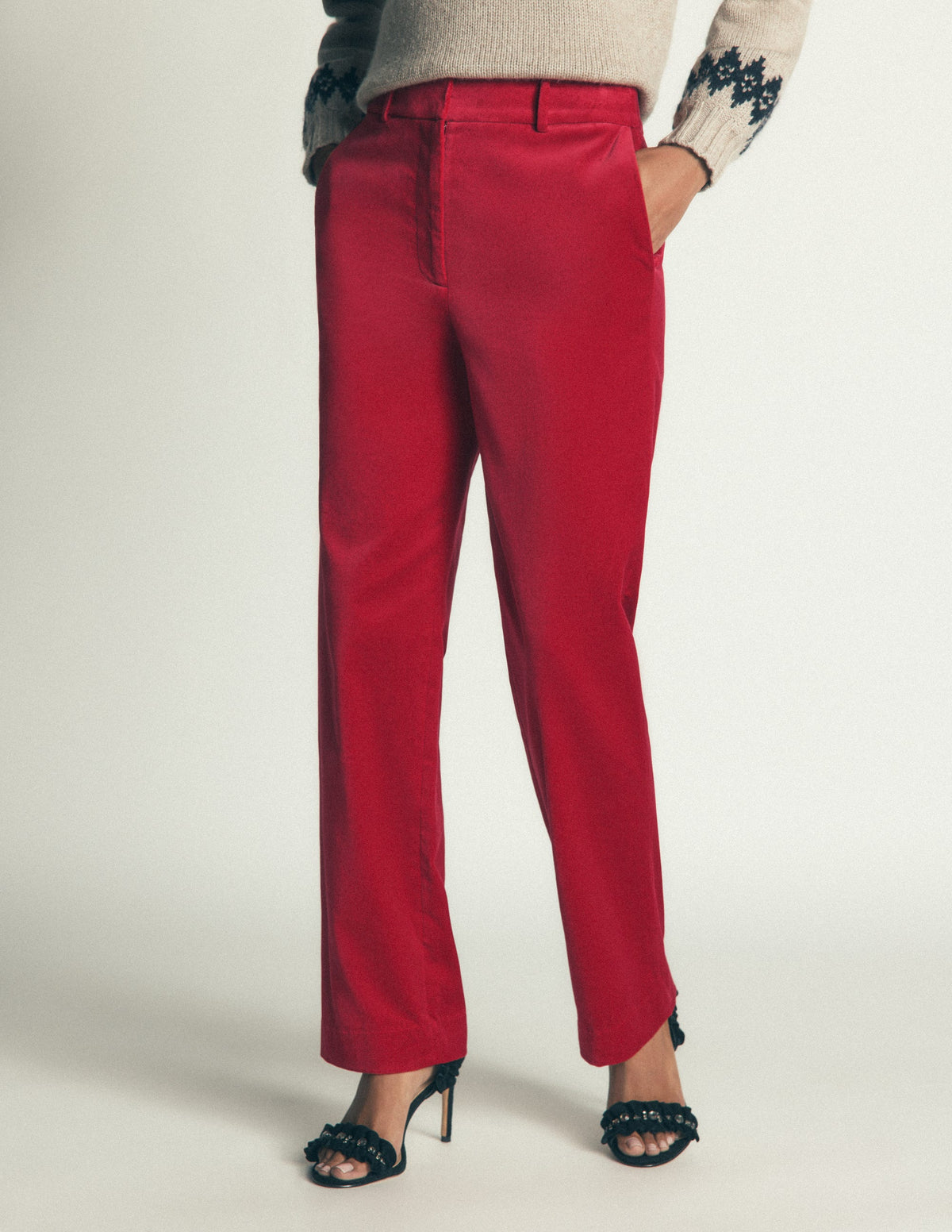Canonbury Velvet Trousers-Savvy Red-5