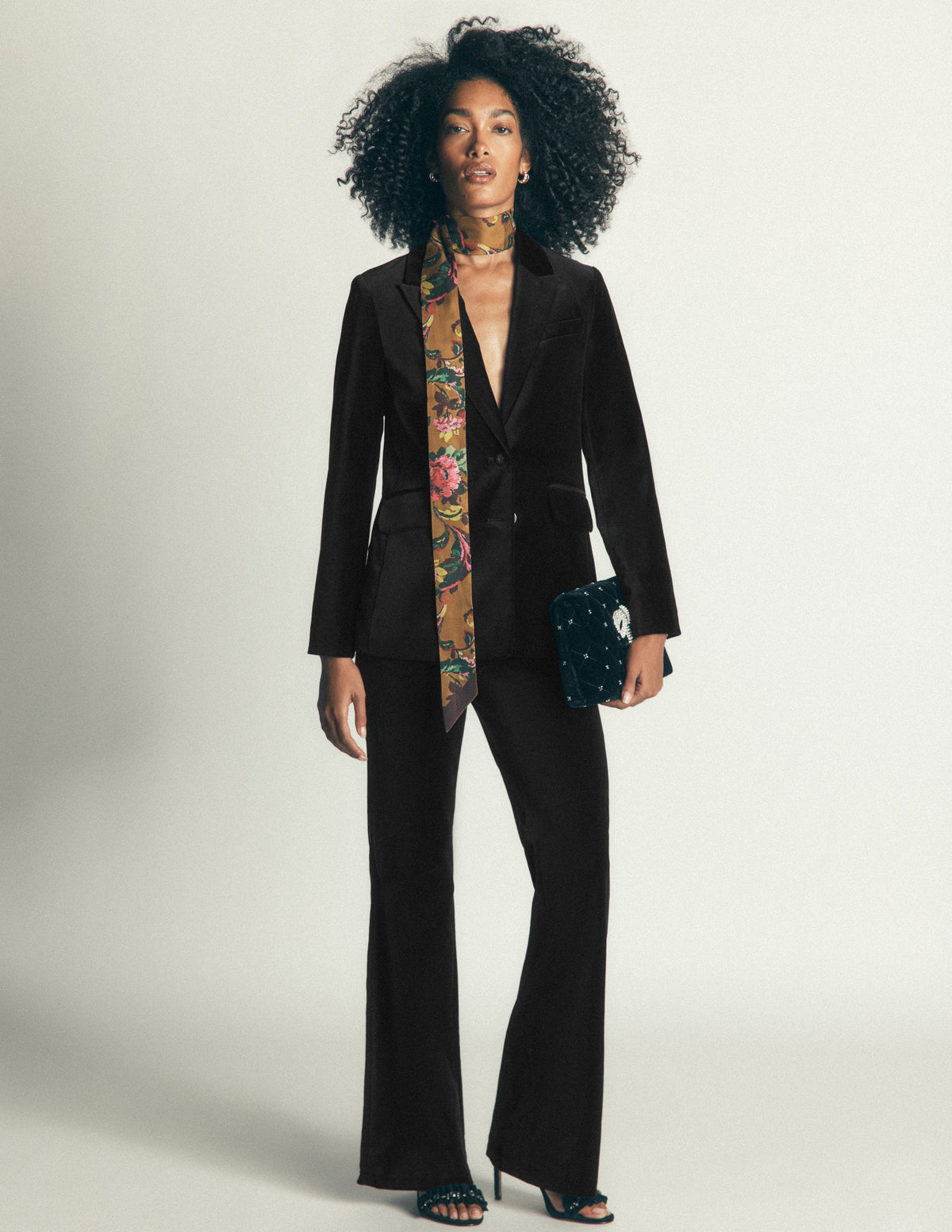 Flare Velvet Trousers-Black-1