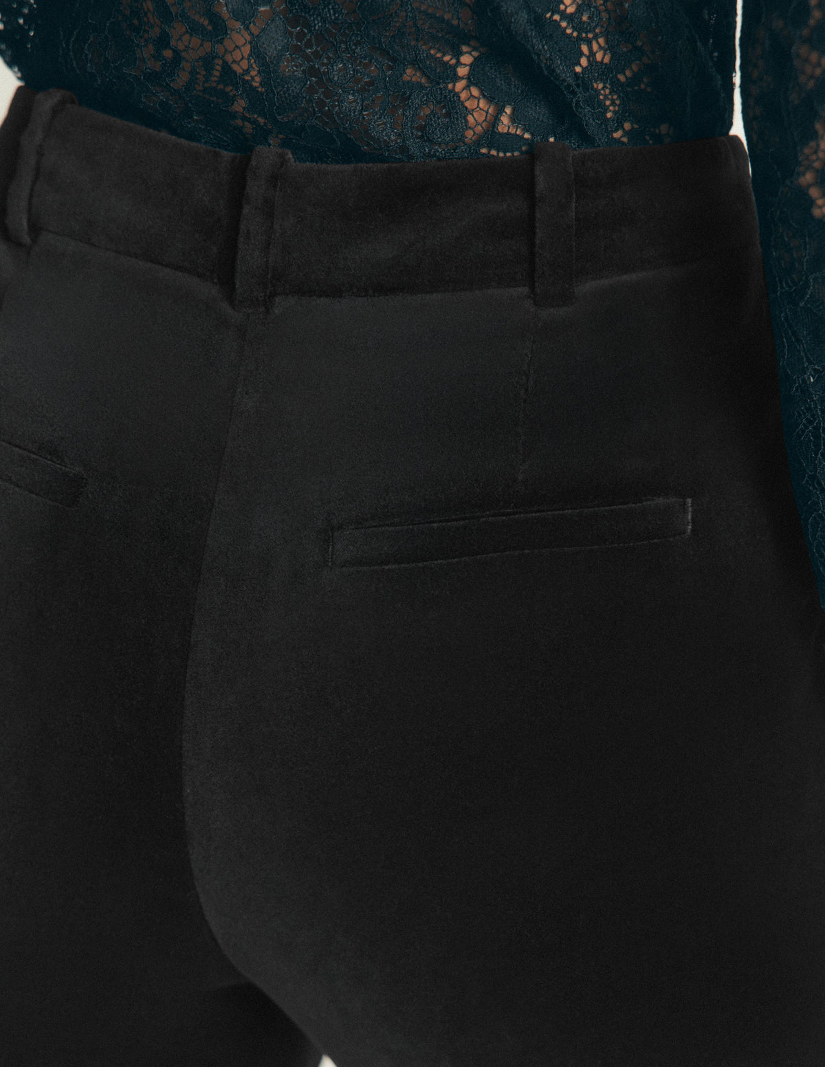 Flare Velvet Trousers-Black - Image 5