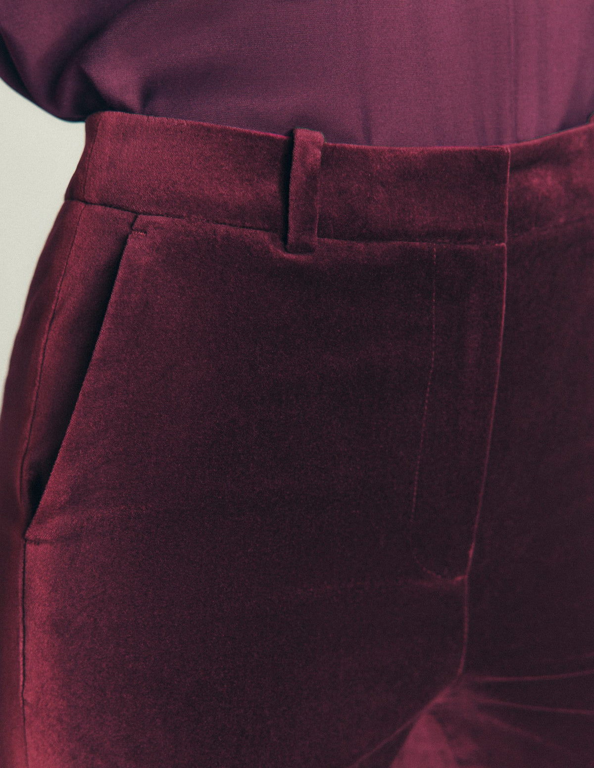 Flare Velvet Trousers-Dark Cherry-2