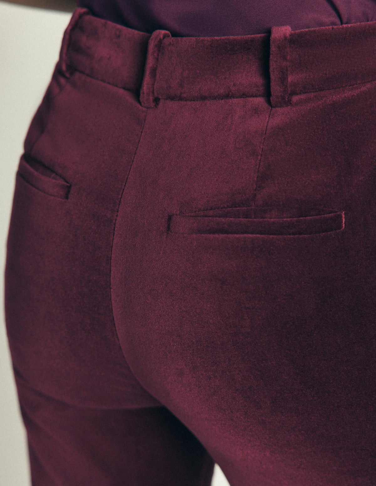 Flare Velvet Trousers-Dark Cherry - Image 5