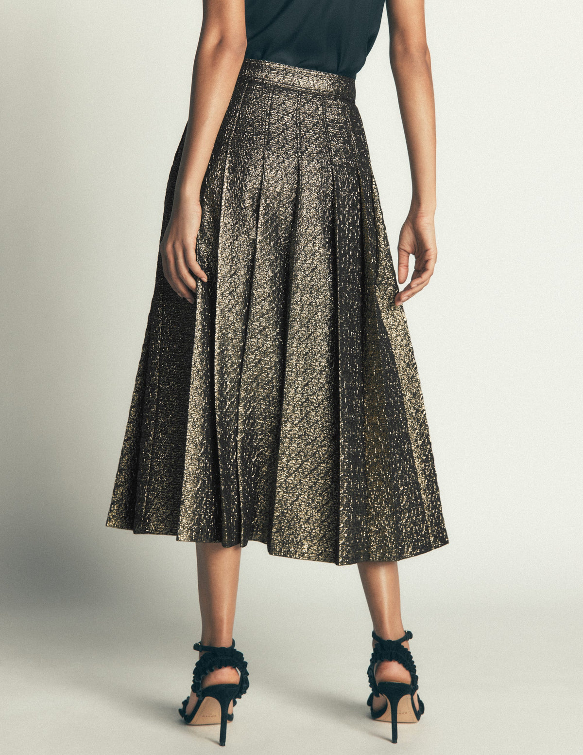 Aya Jacquard Skirt-Gold-3