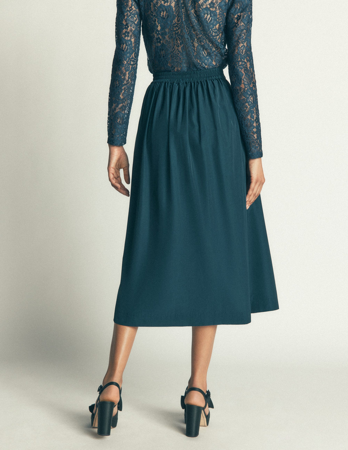 Verity Taffeta Midi Skirt-Teal Ocean - Image 3