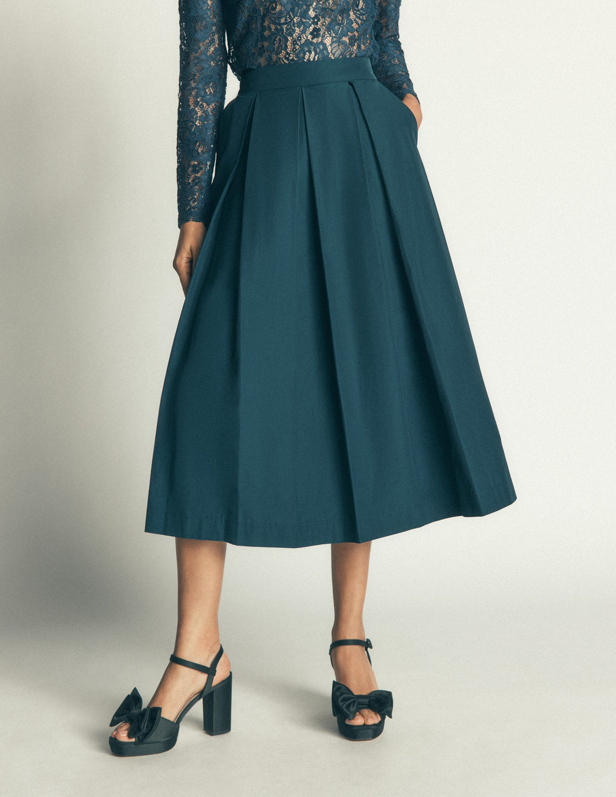 Verity Taffeta Midi Skirt-Teal Ocean-4
