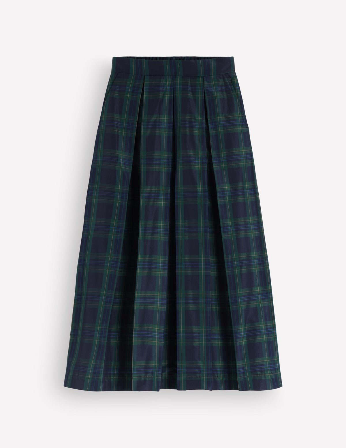 Verity Taffeta Midi Skirt-Navy, Green,Blue Tonal Check-8