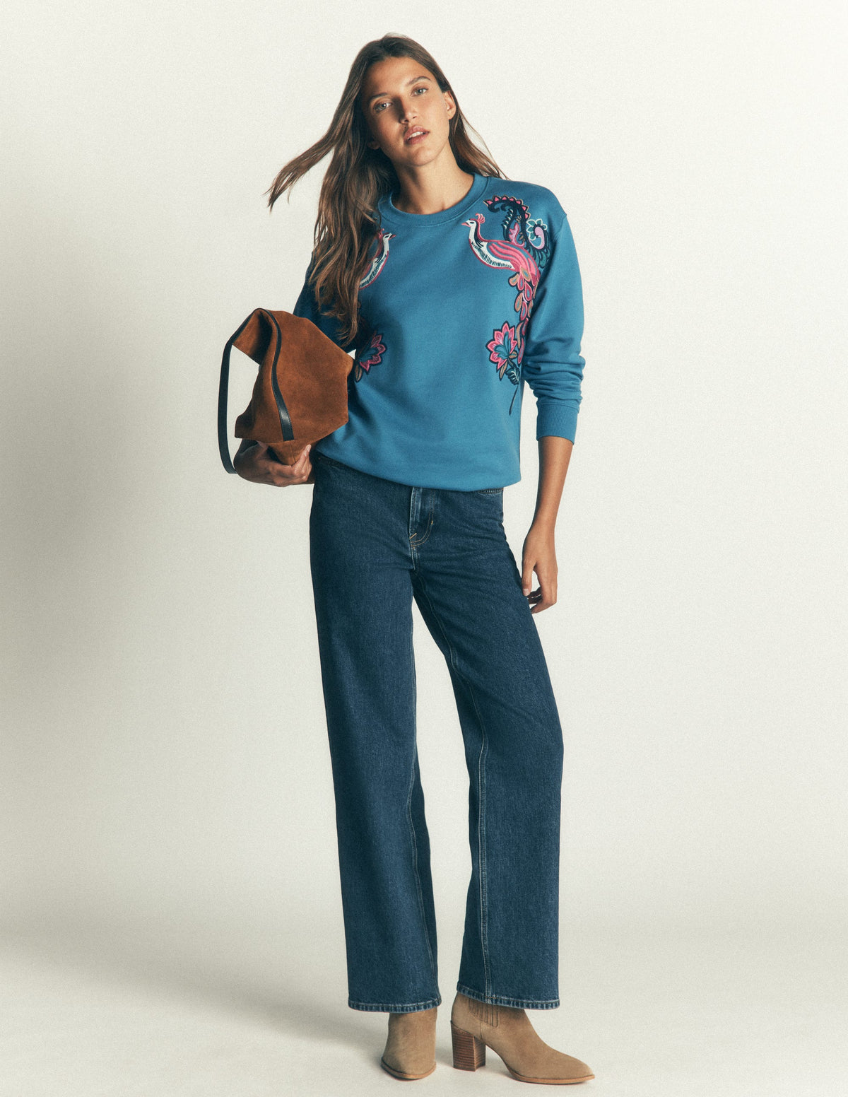 Emi Embroidered Sweatshirt-Bluesteel-4