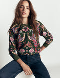 Rosa Printed Sweatshirt-Peacock Paradise Placement