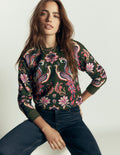 Rosa Printed Sweatshirt-Peacock Paradise