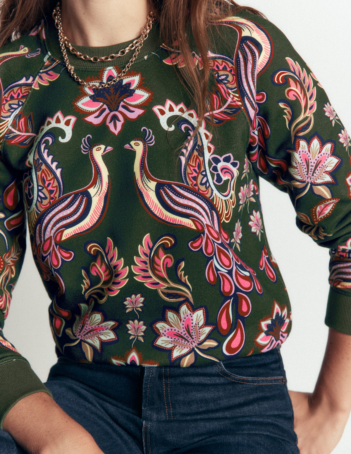 Rosa Printed Sweatshirt-Peacock Paradise Placement - Image 2