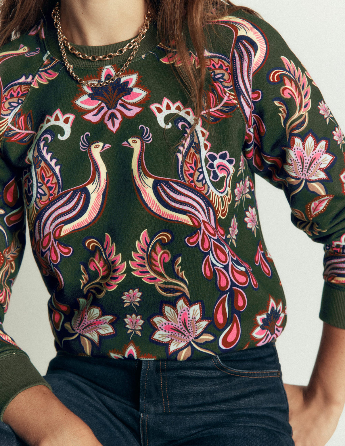 Rosa Printed Sweatshirt-Peacock Paradise-2