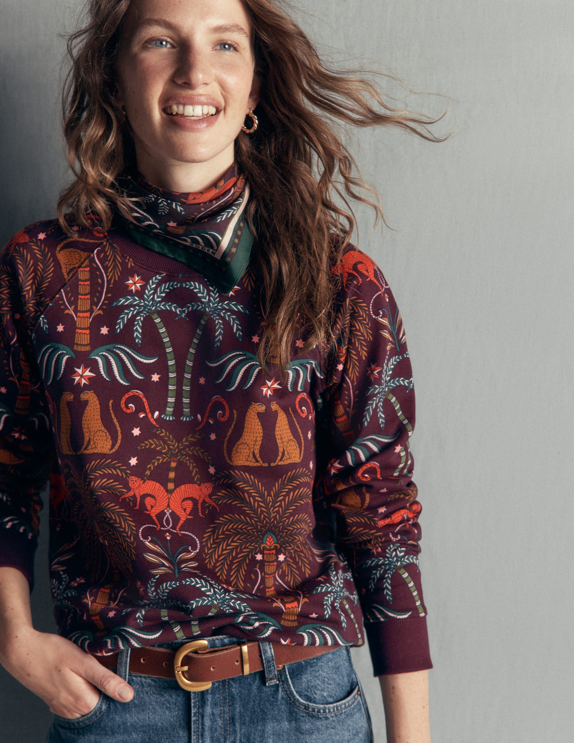 Rosa Printed Sweatshirt-Jungle Charm Placement - Image 1