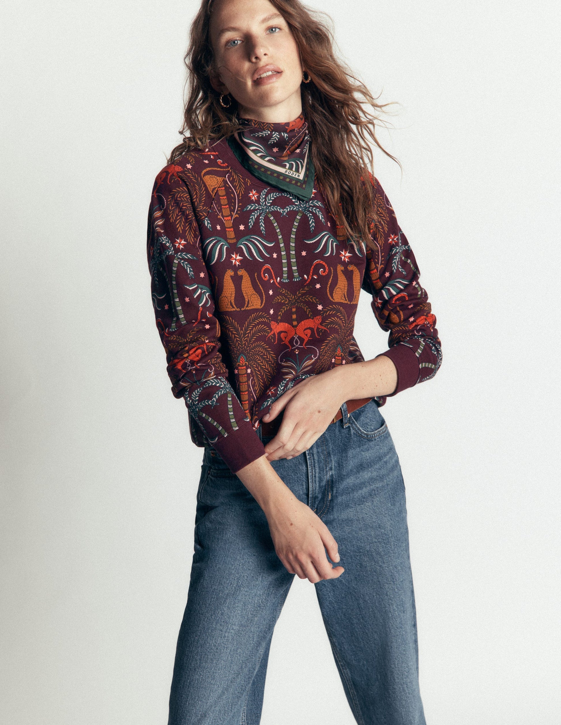 Rosa Printed Sweatshirt-Jungle Charm Placement-2