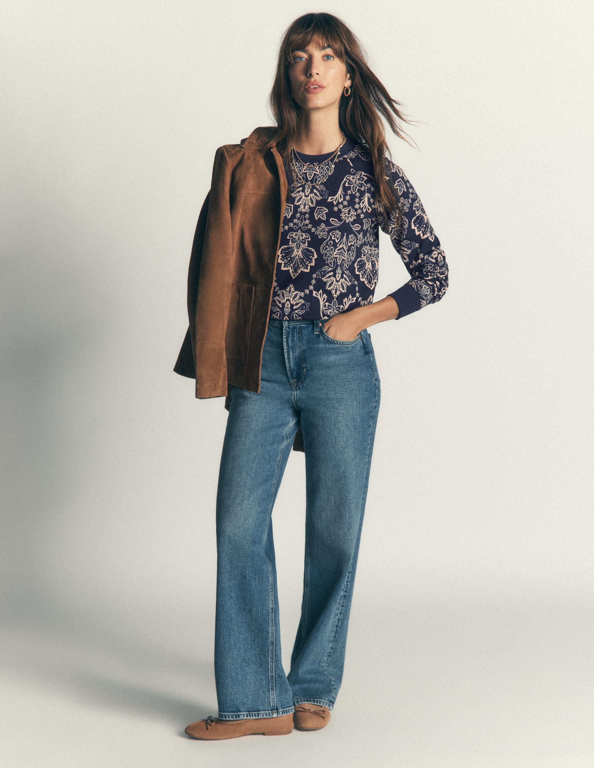 Rosa Printed Sweatshirt-Navy, Floral Print - Image 1
